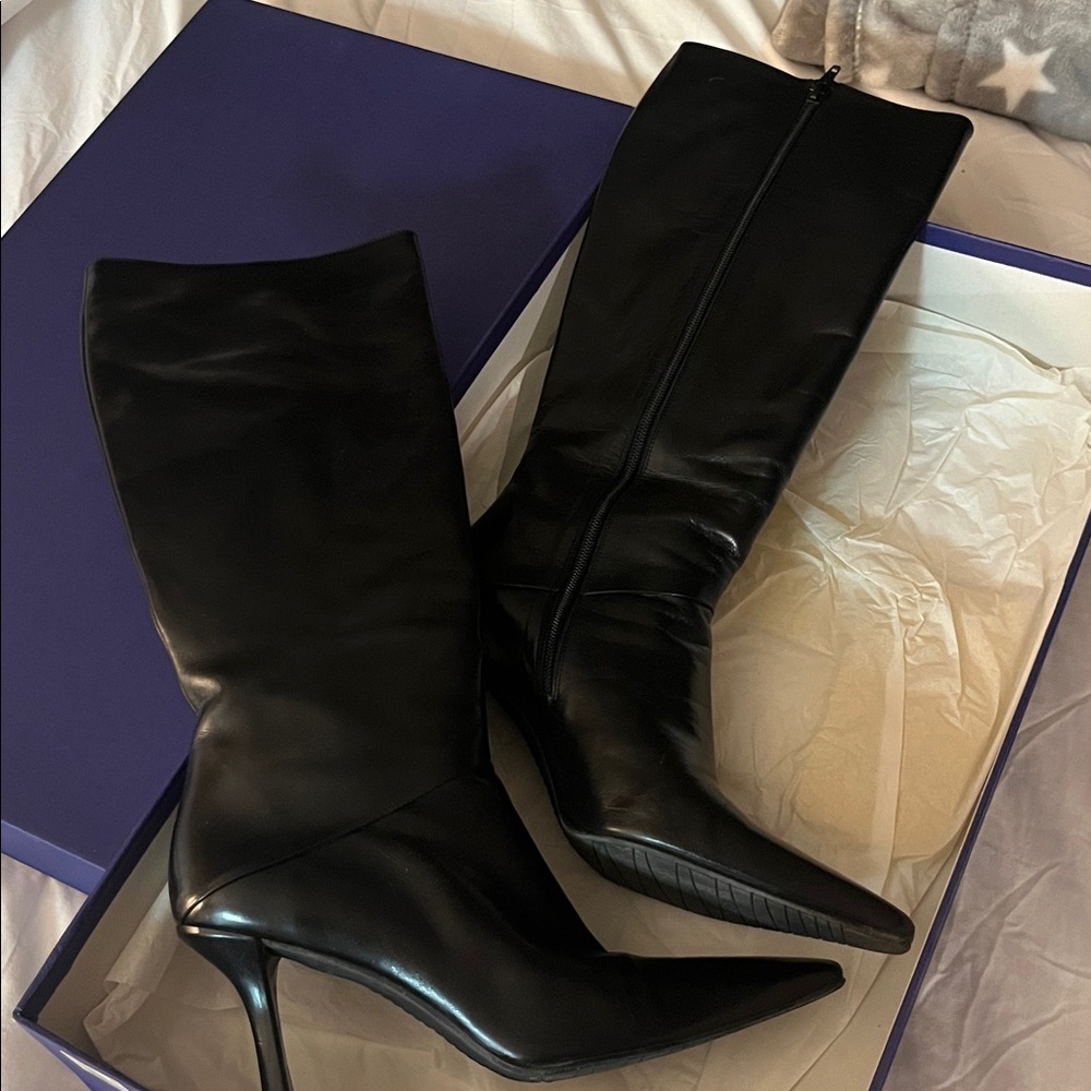 Stuart Weitzman Black Calf Leather Boots